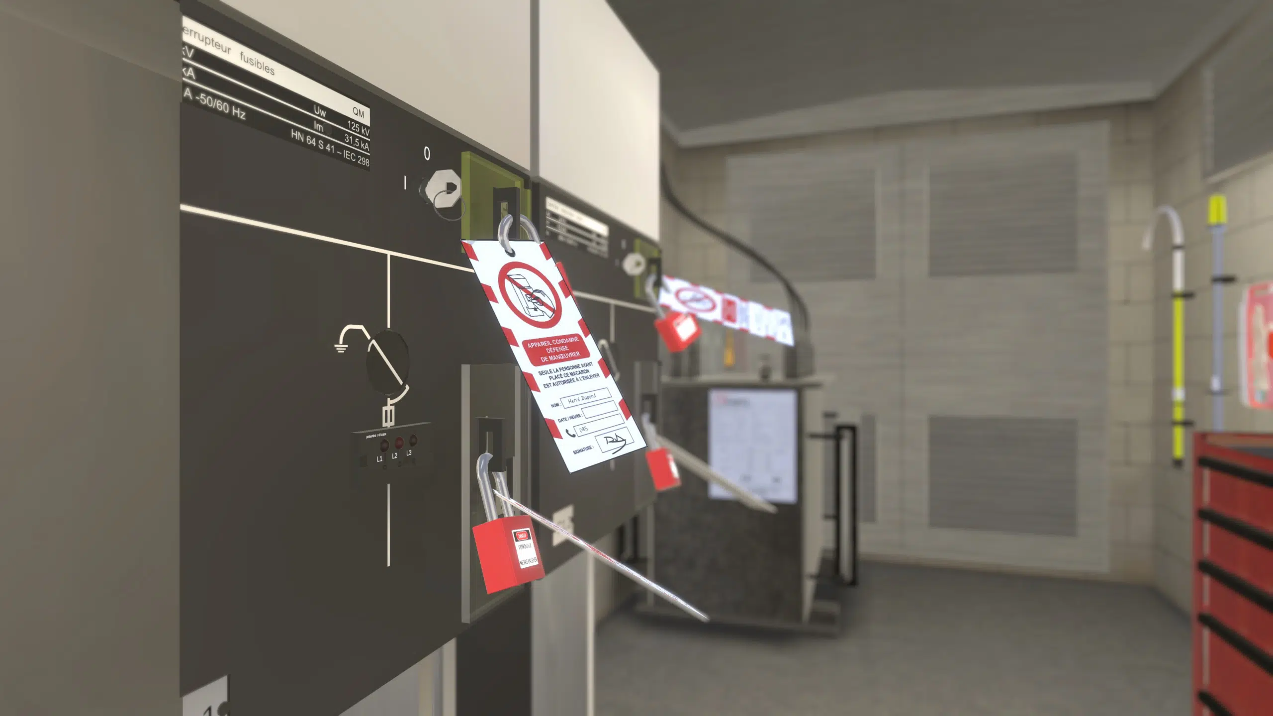 Consignation d'une cellule haute tension en réalité virtuelle